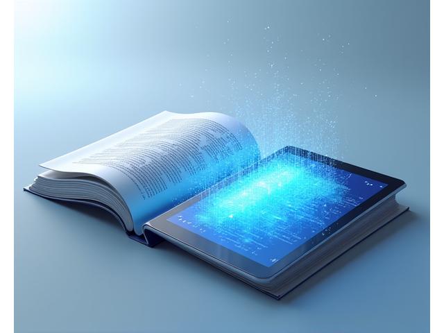 An open book and a tablet displaying health articles, surrounded by abstract representations of data analysis and knowledge sharing. Symbolizing comprehensive educational resources related to health products and wellness.