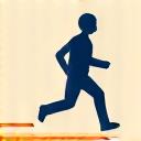 Icon of a person running with movement lines